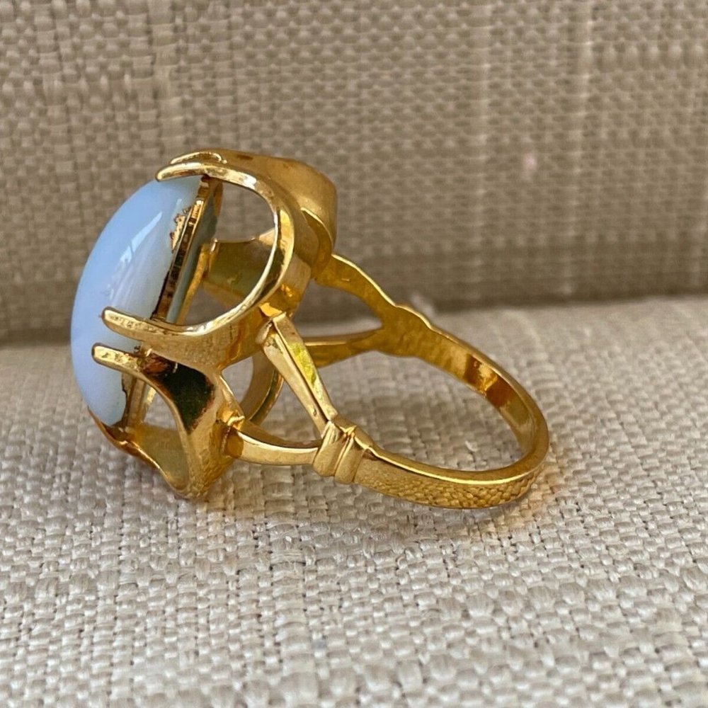Women Ring Blue Faux Stone Gold Plated Fashion Jewelry Ring Size 7.5 - Picture 7 of 10